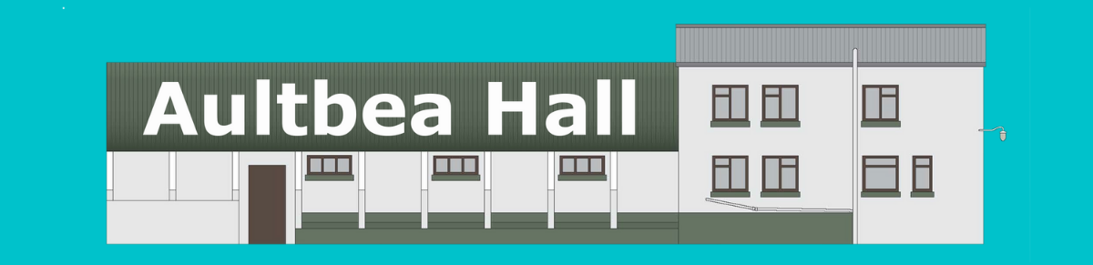 Aultbea Hall illustration blue background